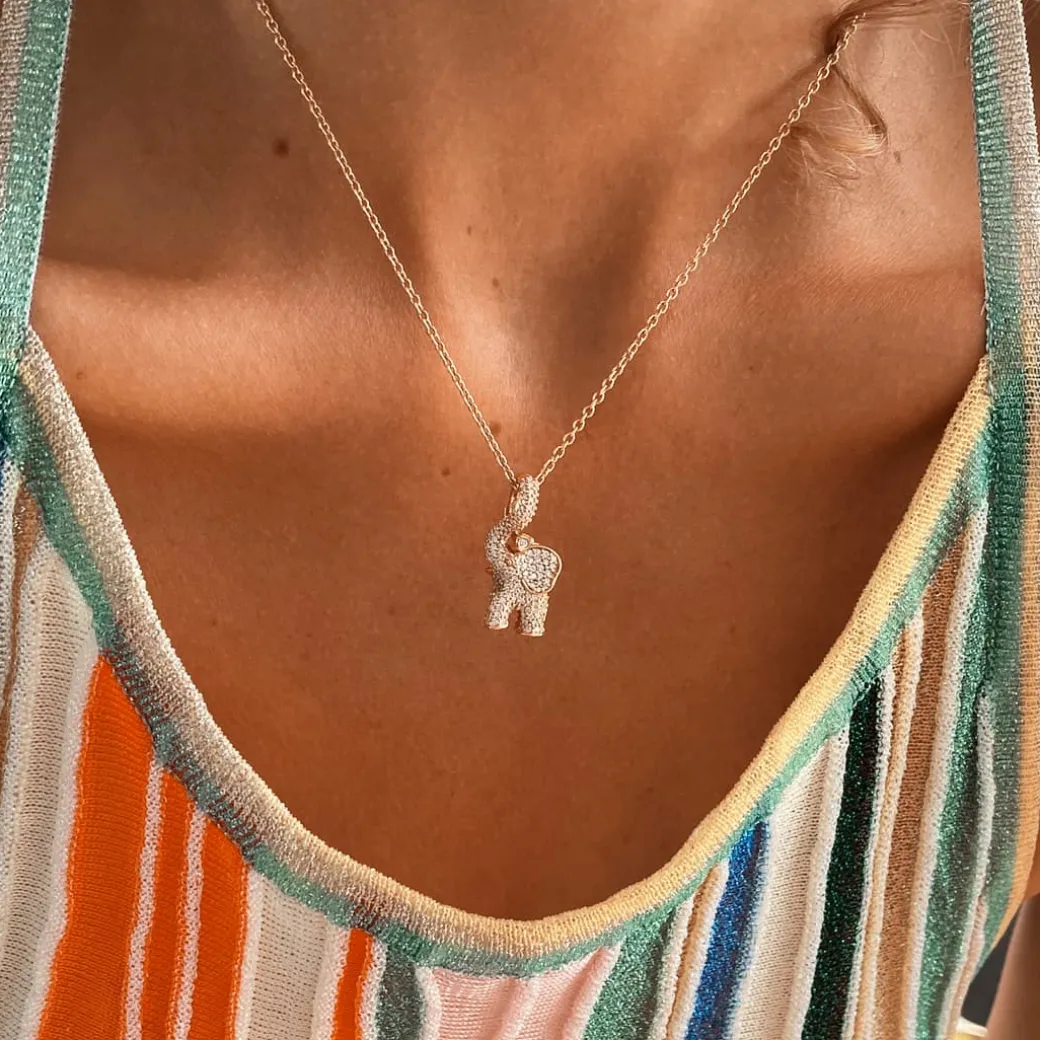 Elephant vedhæng medium pavé