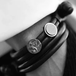 Sweet drops leather bracelet men's